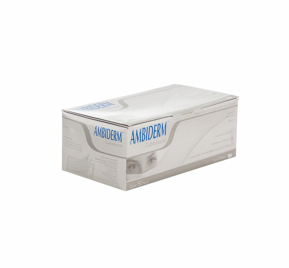 Cubrebocas Ambiderm 50 piezas Blanco